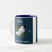 Hund oder Cat Blue Memorial Keepake Zweifarbige Tasse (Vorderseite Links)