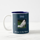 Hund oder Cat Blue Memorial Keepake Zweifarbige Tasse (Links)