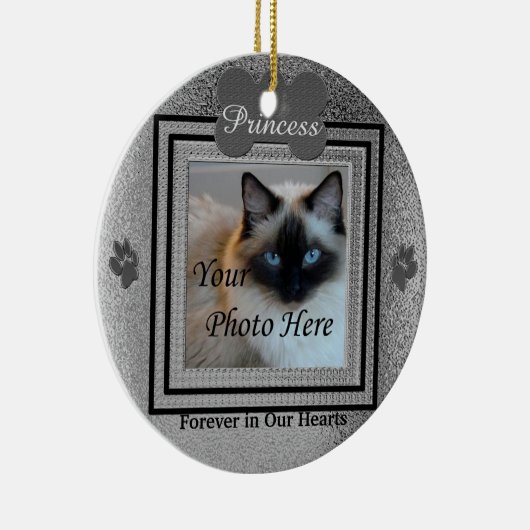 Hund- oder Cat-Memorial Custom Silver Keramikornament (Rechts)