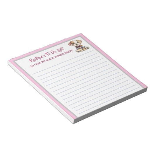 Hund oder Foto Personalisierter Planer zu tun Notizblock (angewinkelt)