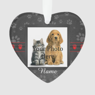 Hund oder Katze Custom Gray Paw Prints Memorial Ornament