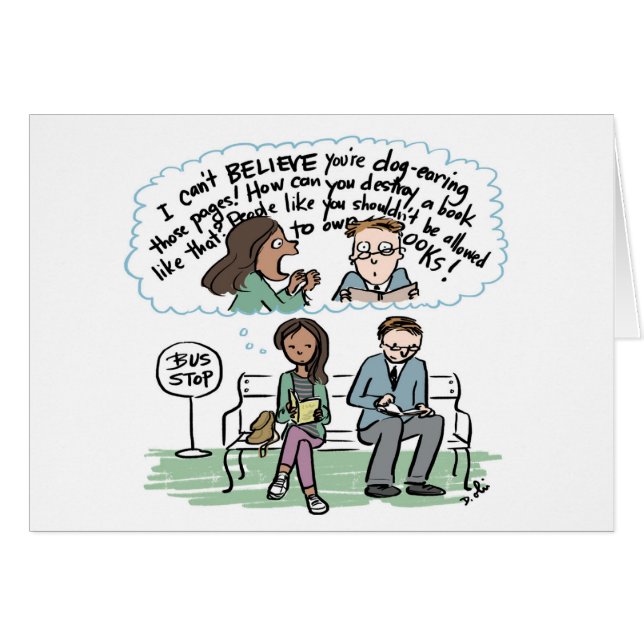 Hund-Ohrige Seiten-Horrorkarte für Buchliebhaber (Vorderseite (Horizontal))