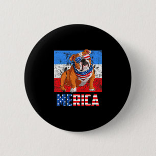 Hund Patriotic USA 4. Juli Amerikanische Flagge Me Button