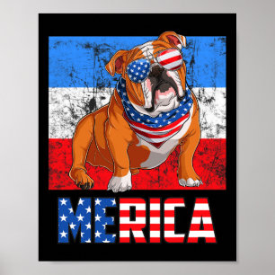 Hund Patriotic USA 4. Juli Amerikanische Flagge Me Poster