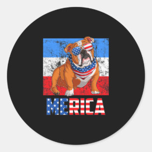 Hund Patriotic USA 4. Juli Amerikanische Flagge Me Runder Aufkleber