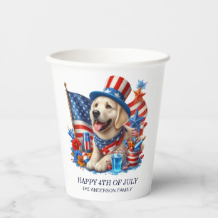 Hund Patriotischer Zylinderhut Rot Weiß Blau Stern Pappbecher