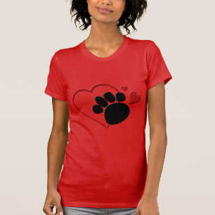 Hund Paw Hearts I Liebe Mein Hund Red Fine Jersey T-Shirt
