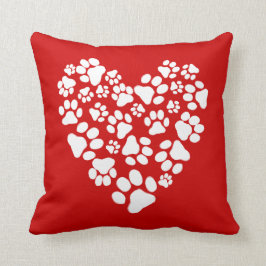 Hund Paw Prints Valentinherz Kissen