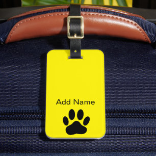 Hund Pawprint Bright Yellow Gepäckanhänger