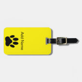 Hund Pawprint Bright Yellow Gepäckanhänger (Vorderseite horizontal)
