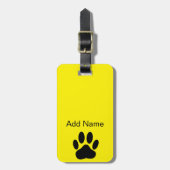 Hund Pawprint Bright Yellow Gepäckanhänger (Vorderseite vertikal)