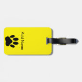 Hund Pawprint Bright Yellow Gepäckanhänger (Rückseite horizontal)
