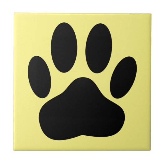 Hund Pawprint Gelber Hintergrund Fliese (Vorderseite)
