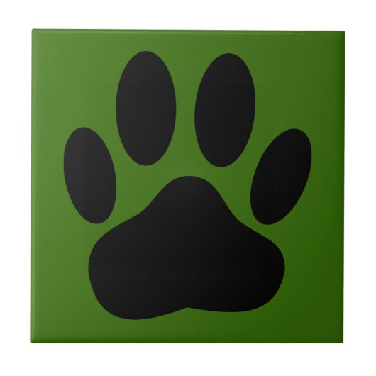 Hund Pawprint Grüner Hintergrund Fliese (Vorderseite)