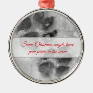 Hund Pawprint in Schnee Weihnachtsdekoration. Ornament Aus Metall