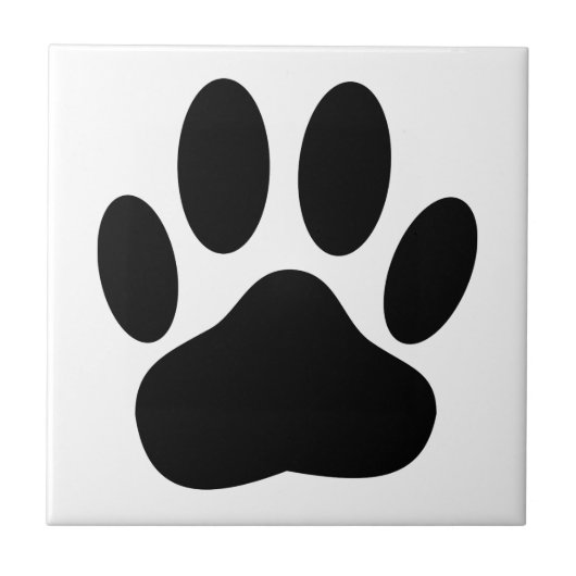 Hund Pawprint Weißer Hintergrund Fliese (Vorderseite)