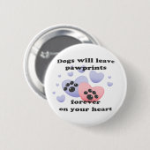 Hund Pawprints auf dem Herzen Button (Vorne & Hinten)