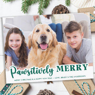 Hund pawsitiv Merry Niedliches Personalisiertes Fo Feiertagspostkarte