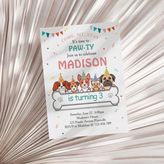 Hund Pawty Welppy zum Geburtstag Einladung