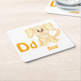 Hund personalisieren ABC: Buchstabe D - Ihren Name Rechteckiger Pappuntersetzer