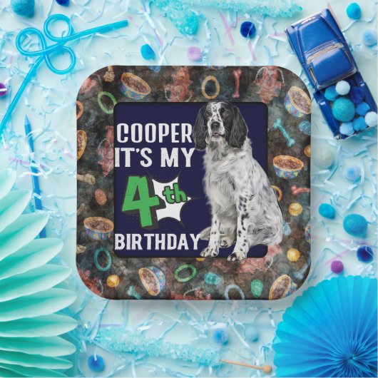 Hund Personalisiert 4. Geburtstag Party Paper Tell Pappteller (Party)