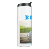 Hund Pet Blauer Name und Foto Personalisiert Thermosbecher (Nach links gedreht)