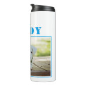 Hund Pet Blauer Name und Foto Personalisiert Thermosbecher (Nach rechts gedreht)