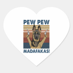 HUND PEW PEW MADAFAKAS VINTAGE RETRO Herz-Aufkleber