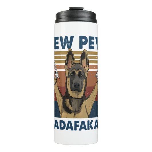 HUND PEW PEW MADAFAKAS VINTAGE RETRO THERMOSBECHER (Vorderseite)