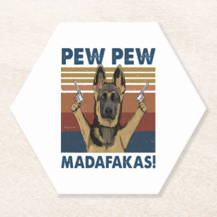 HUND PEW PEW MADAFAKAS VINTAGE RETRO UNTERSETZER