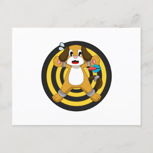 Hund Pfeile Wurfpfeil Dartboard Postkarte