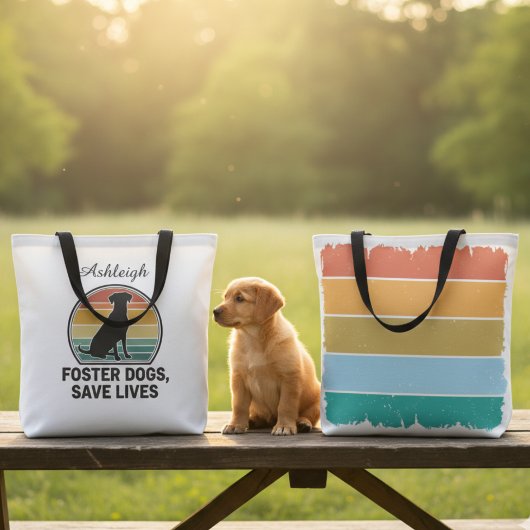 Hund-Pflege-Retro-Sonnenuntergangs-Silhouette Tasche