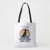 Hund-Pflege-Retro-Sonnenuntergangs-Silhouette Tasche (Vorderseite)