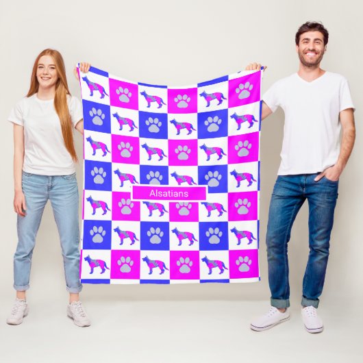 Hund & Pfoten des deutschen Hirten Print Hot Pink Fleecedecke (Beispiel)