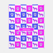 Hund & Pfoten des deutschen Hirten Print Hot Pink Fleecedecke (Vorderseite)