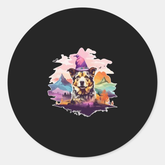 Hund Pink Halloween Runder Aufkleber (Vorderseite)