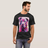 Hund Pitbull Rosa T-Shirt (Vorne ganz)