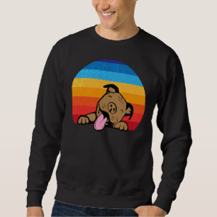 Hund Pitbull Ruhend Pit Gesicht Retro Vintage Sweatshirt