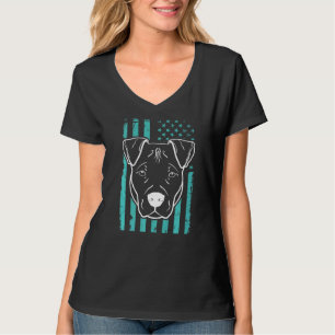Hund Pitbull US-amerikanische Flagge 6 T-Shirt