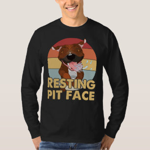 Hund Pitbull Vintage Ruhend Pit Gesicht T-Shirt