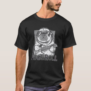 Hund Pug Geschenke Liebhaber Roll Gitarre Rockstar T-Shirt