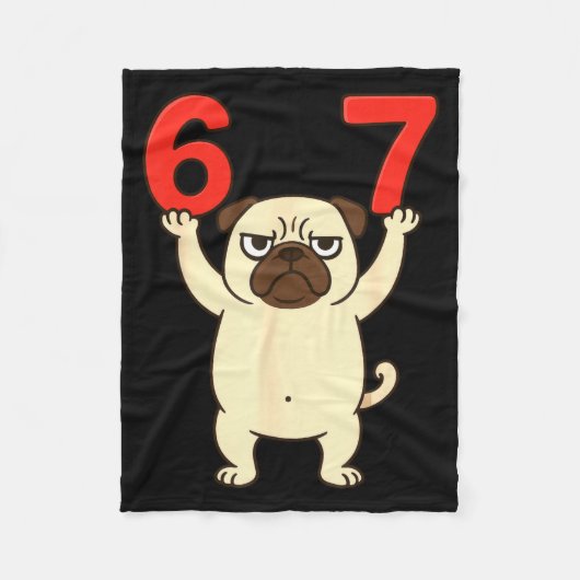 Hund Pug Lustig 67 Meme Sechs Sieben Fleecedecke (Vorderseite)