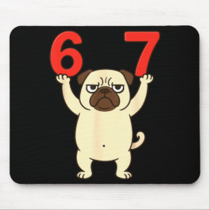 Hund Pug Lustig 67 Meme Sechs Sieben  Mousepad