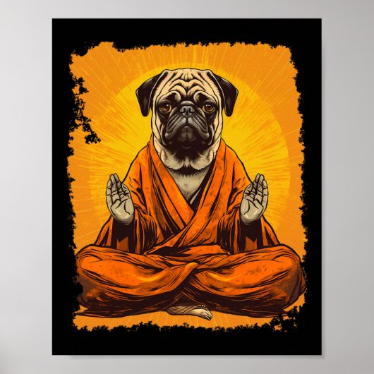Hund Pug Meditation Yoga Poster (Vorne)