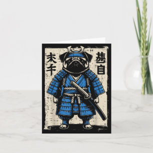 Hund Pug Samurai Lustige Japanische Krieger Kunst  Karte