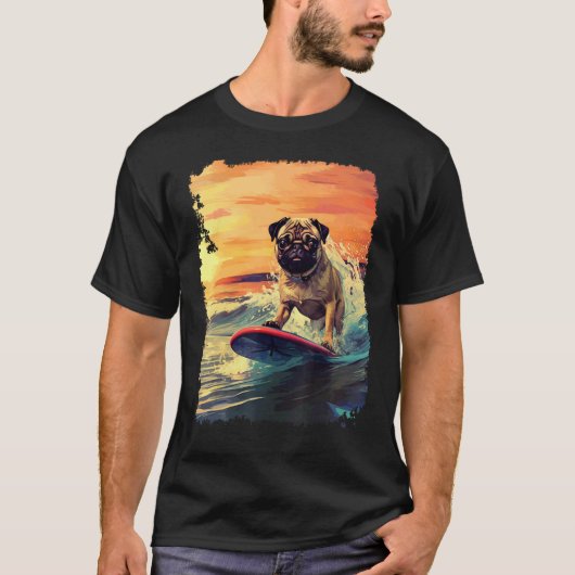 Hund Pug Stand-Up-Paddle-Board T-Shirt (Vorderseite)