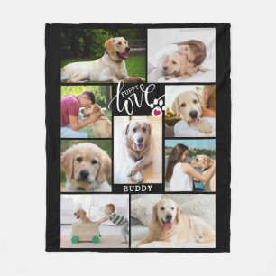 Hund PUPPY LIEBE Herzstück Pfosten FotoCollage dru Fleecedecke
