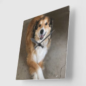 Hund Quadratische Wanduhr (Winkel)