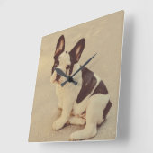Hund Quadratische Wanduhr (Winkel)