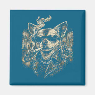 Hund raucht Zigarette Chihuahua Meme Illustration Magnet